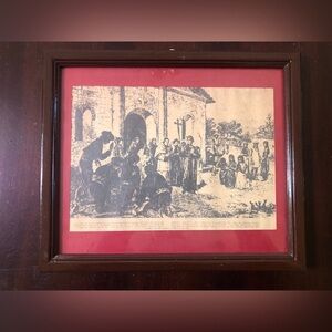 Vintage Picture Of Catholic Missionaries With Indians Of California. 1700’s